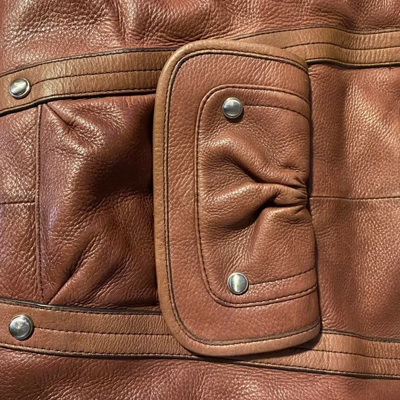 B Makowsky Large Brown Leather Purse Bag - Picture 3 of 10